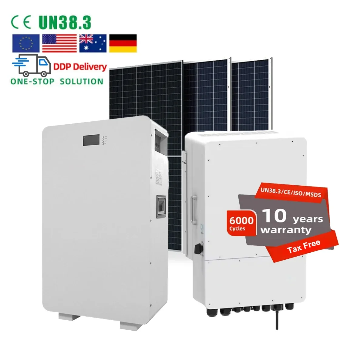 5kW Hybrid Portable Solar Power System 51.2V LiFePO4 Lithium Iron Battery Solar Panels And Powerwall For Home Energy Storage