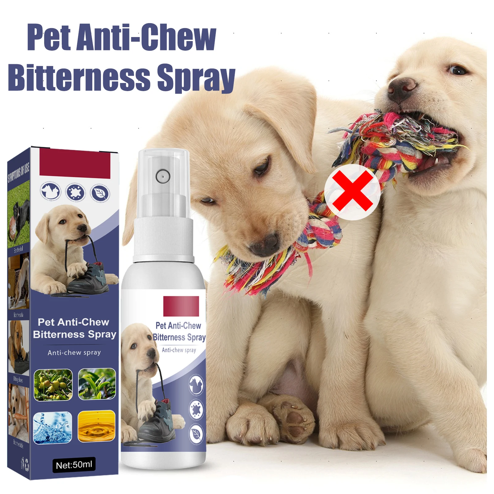 Natural Bitter Spray Anti-Chew Spray Effectively Restrain Pet Behavior Relieve Anxiety Protecting Furnishings Training Supplies
