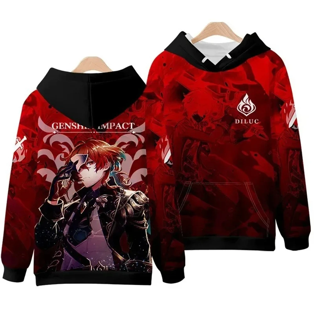 Game Genshin Impact Graphic Tracksuit Cute Cartoon Klee 3D Print Hoodies For Men Harajuku Kids Pulloves Furina Sweatshirts Tops