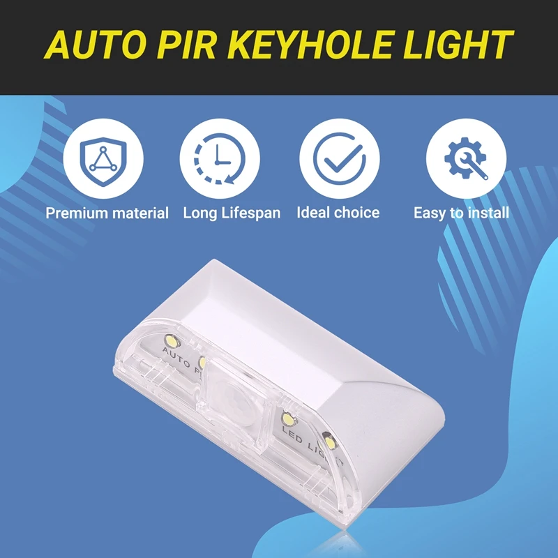 الترويج! 4 LED السيارات PIR الأشعة تحت الحمراء اللاسلكية باب ثقب المفتاح محس حركة ضوء مصباح