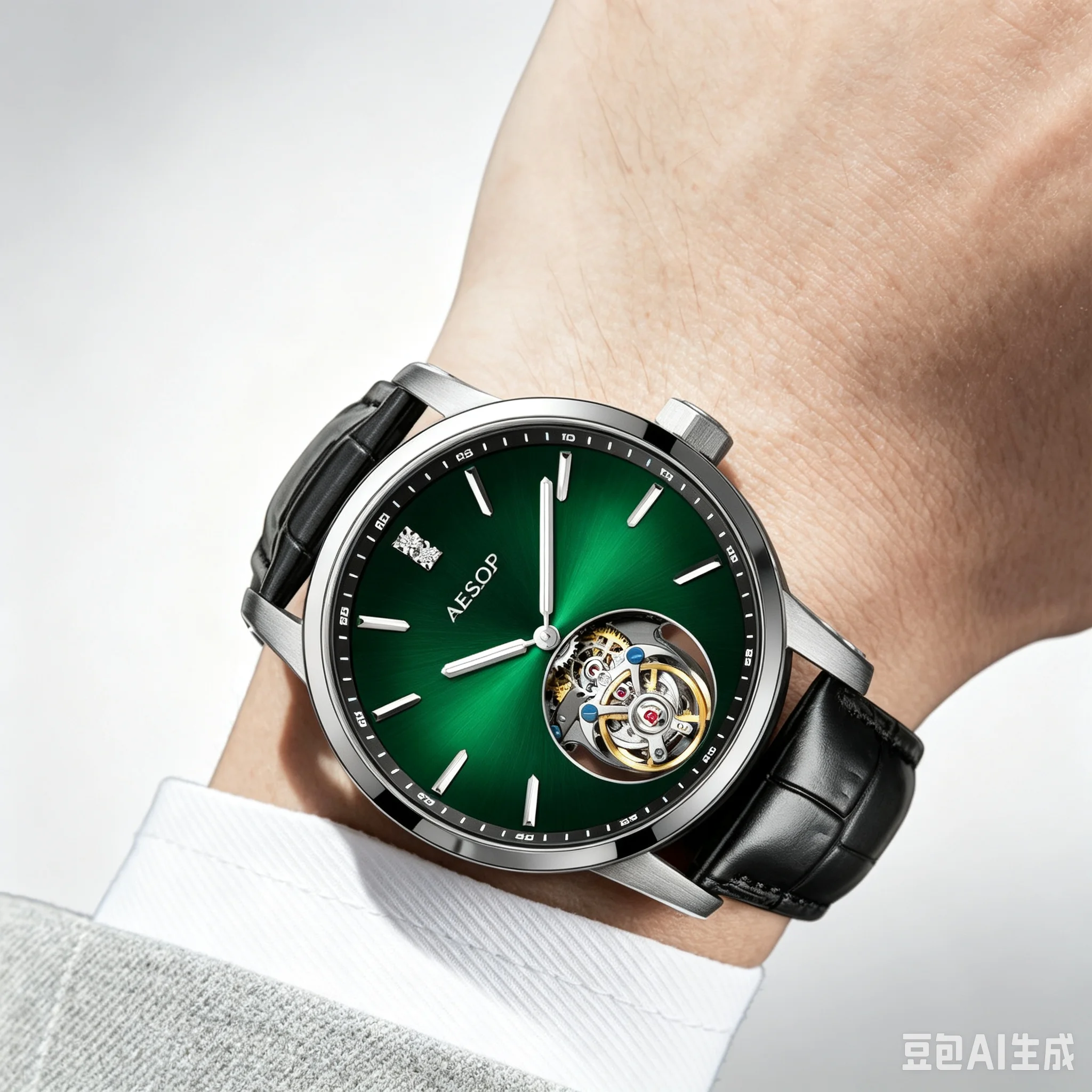 AESOP Luxury Men Tourbillon Automatic Watch Hollow Dial Sapphire Glass Leather Band Business Waterproof Male Wrist Watch