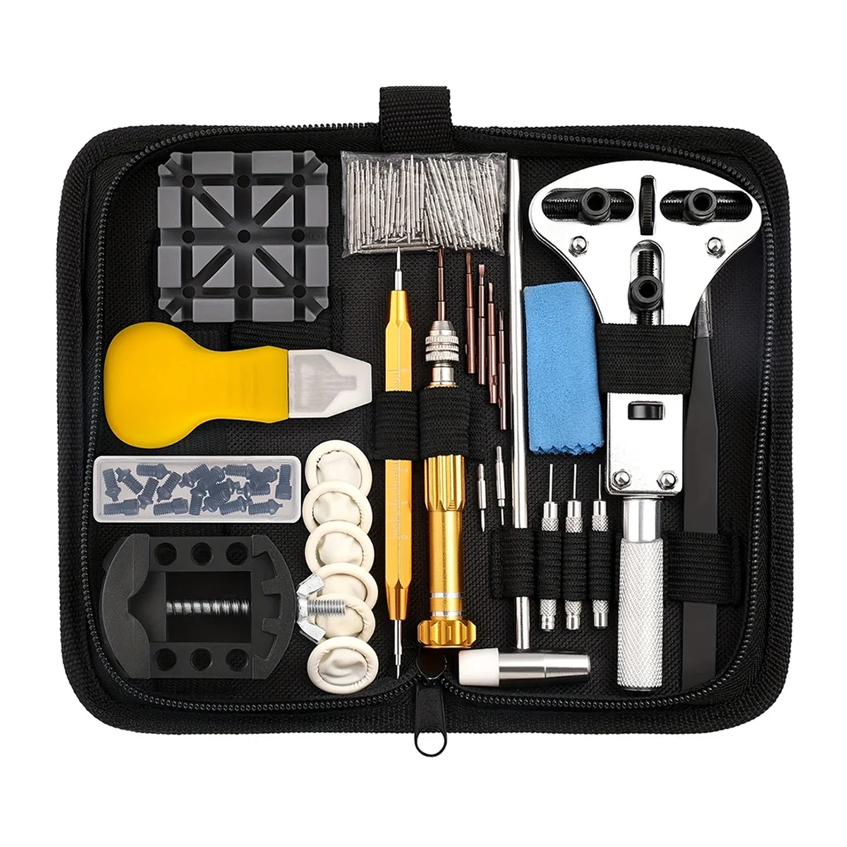 Kit de reparo de relógio profissional multi-ferramenta portátil relojoeiro conjunto de ferramentas de reparo com estojo de transporte