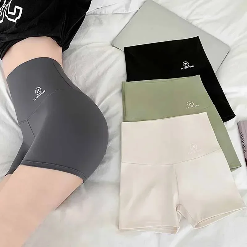 Pantalones cortos de seguridad sin costuras para mujer, bóxer de seda de hielo de cintura alta y talla grande, bragas con falda antifricción, novedad de 2024