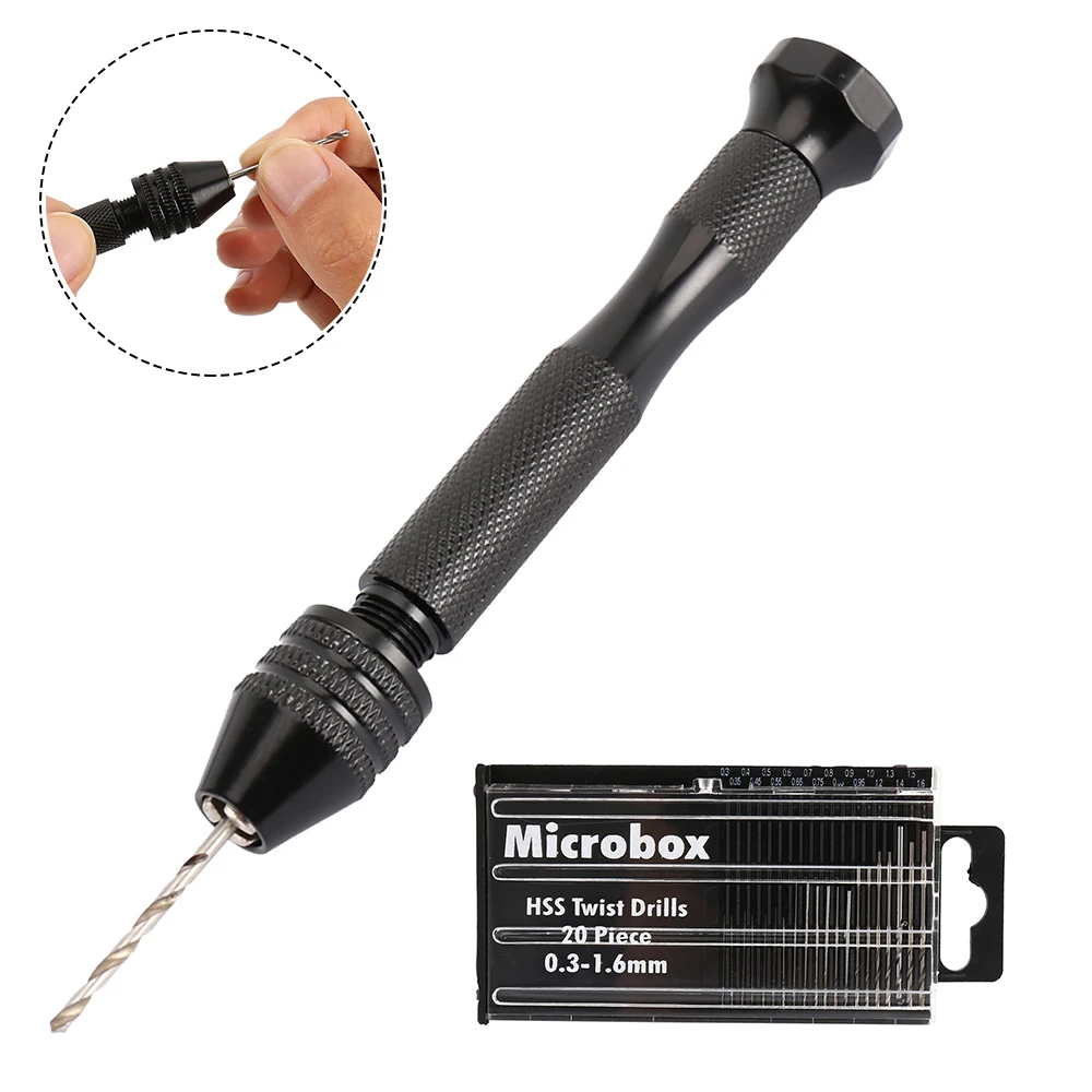 20 Pcs Mini Twist Drill Bits Precision Pin Vise Hand Drill with Twist Bits Set Hand Drill Bits Set for DIY Craft Carving