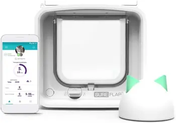 고양이 문짝 연결 허브 번들 문짝 오프닝: 마이크로칩 고양이 문짝 플랩 오프닝, 5 5/8 인치 (w) x 4 3/4 인치 (h)