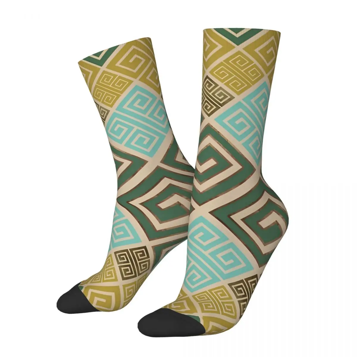 

Beautiful Greek Key Ornament Meander Unisex Winter Socks Outdoor Happy Socks Street Style Crazy Sock