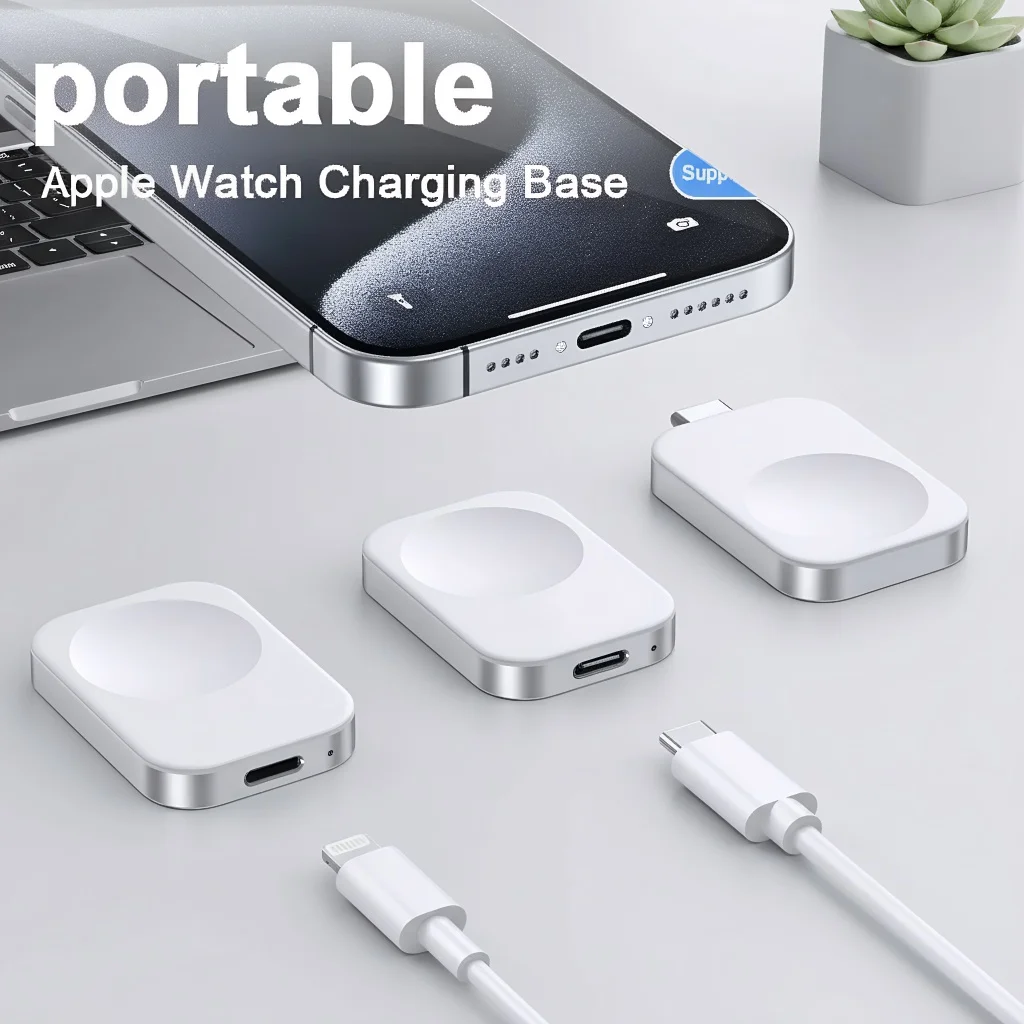 Wristwatch Wireless Charging StationPortable Mobile Phone Charger PadQi Fast Charger for Smartwatch and Phone