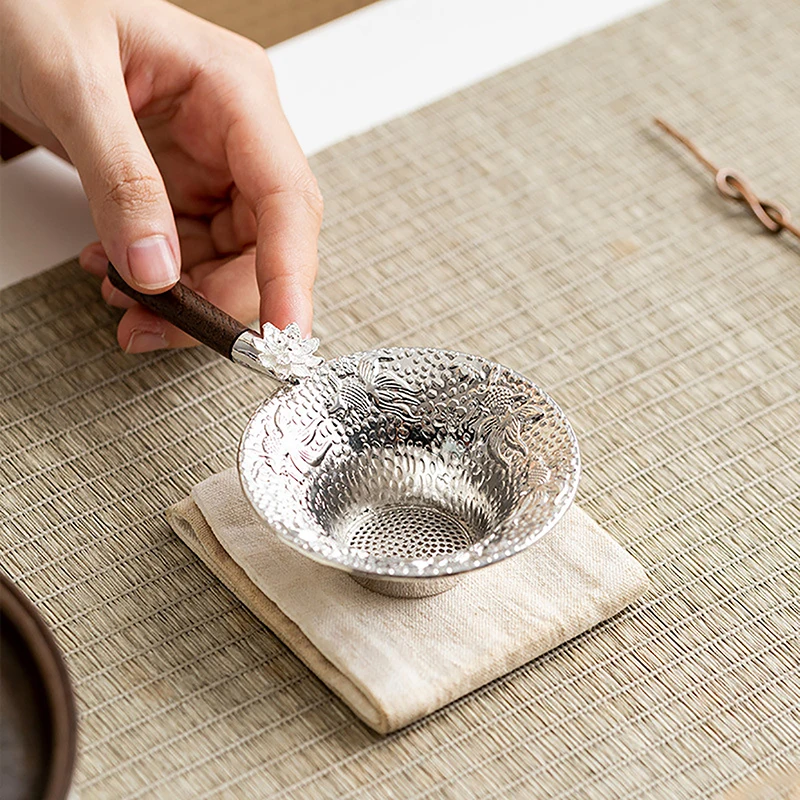 شبكة معدنية مصفاة شاي الفولاذ المقاوم للصدأ تصفية غربال Teaware الدانتيل الشاي استنزاف مفيدة الشاي Infusers اكسسوارات المطبخ #3