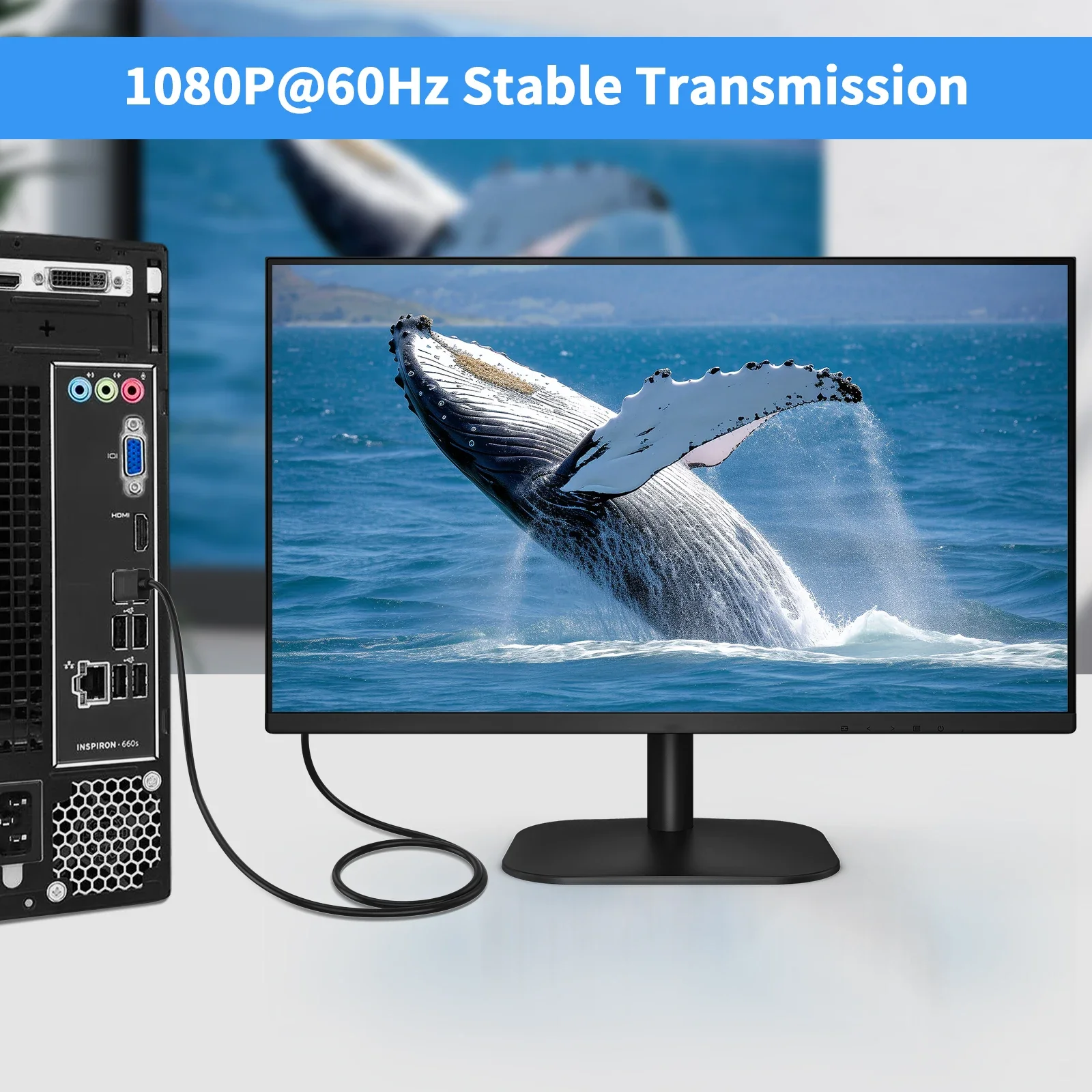 DOONJIEY DisplayPort to VGA Cable 6FT, DP to VGA Adapter Cable, 1080P Full HD Display Port to VGA Converter for Desktop, PC