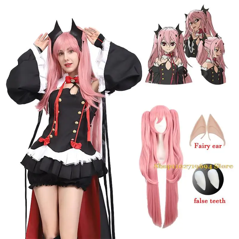 

Костюм для косплея серофа из конца Owari No Seraph, костюм для косплея, платье, круй тепес, парик, аниме ведьма вампира, костюм на хэллоуин для женщин
