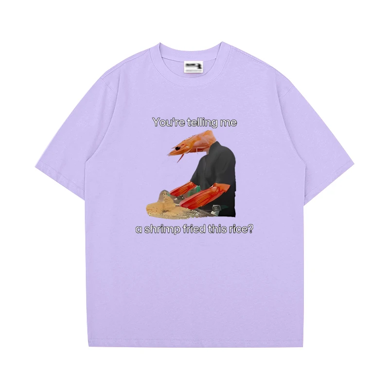 You're Telling Me A Shrimp Fried This Rice Funny Scoliosis Shrimp Meme Graphics short sleeve T-shirts Men Women Vintage Tops - Image 4