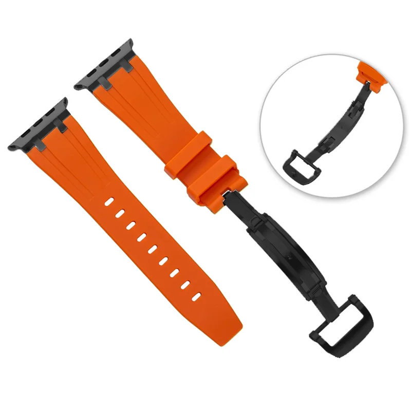 Sport Rubber Band for Apple Watch Ultra 2 49mm 45mm 44mm 42mm Soft Strap Fold Buckle IWatch Series 9 8 7 6 5 SE Correa Bracelet
