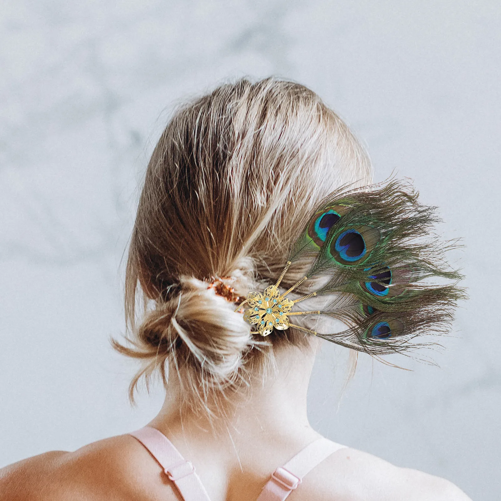 

Peacock Hair Stick Metal Cloth Vintage Plume Design Ethnic Hairpin for Wedding Party Stage Performance Elegant Hair Accessories