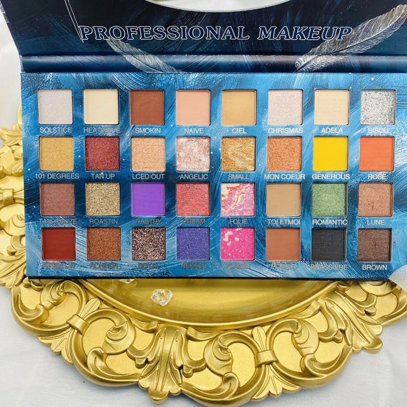 32-color feather eyeshadow palette: Glitter, matte, pearlescent, affordable, easy to apply, no powder performance makeup