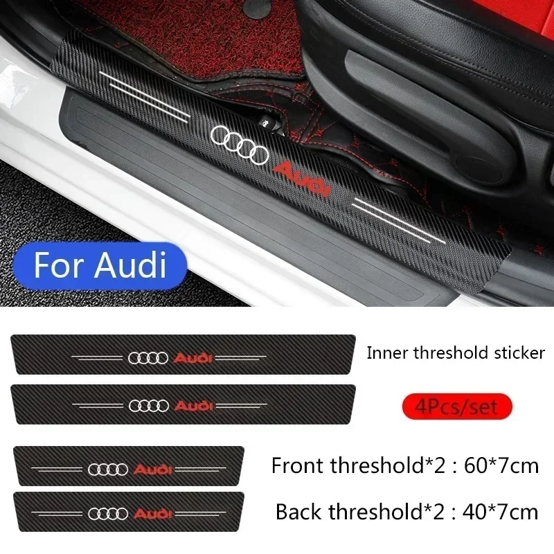 

4pcs Audi Styling Threshold Strip 3D Carbon Fiber Anti-Scratch Sticker Door Sill Protector For A3 RS5 8V A4 B8 B6 A4 Accessories