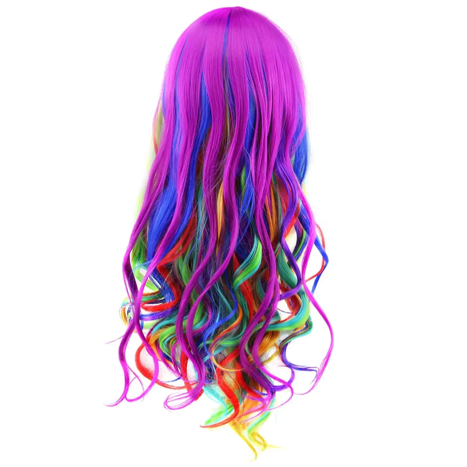 Parrucche ondulate lunghe blu chiaro per le donne ragazze lunghe ricci Color arcobaleno Cosplay Party Costume parrucche per capelli