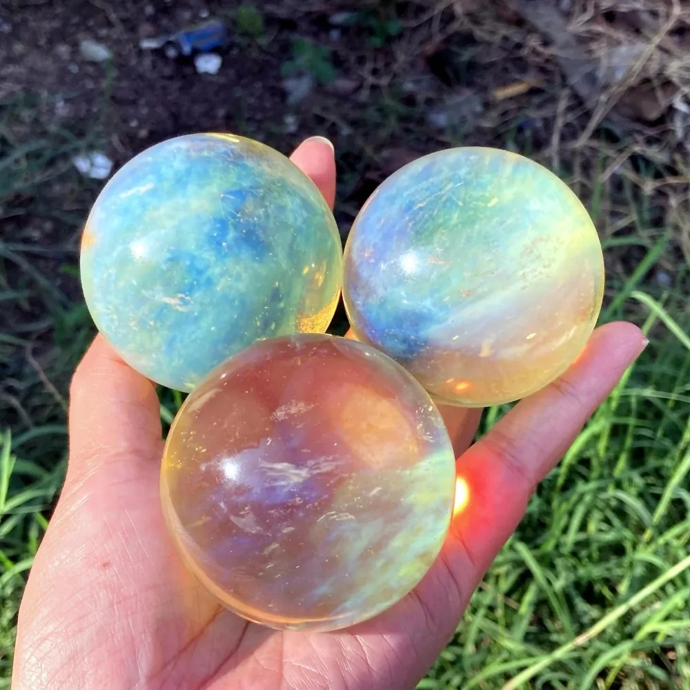 1pc Polished Yellow Smelting Sphere Includes White Patterns for Home Decor Jewelry Display Jewelry Patterns Making DIY Crafts