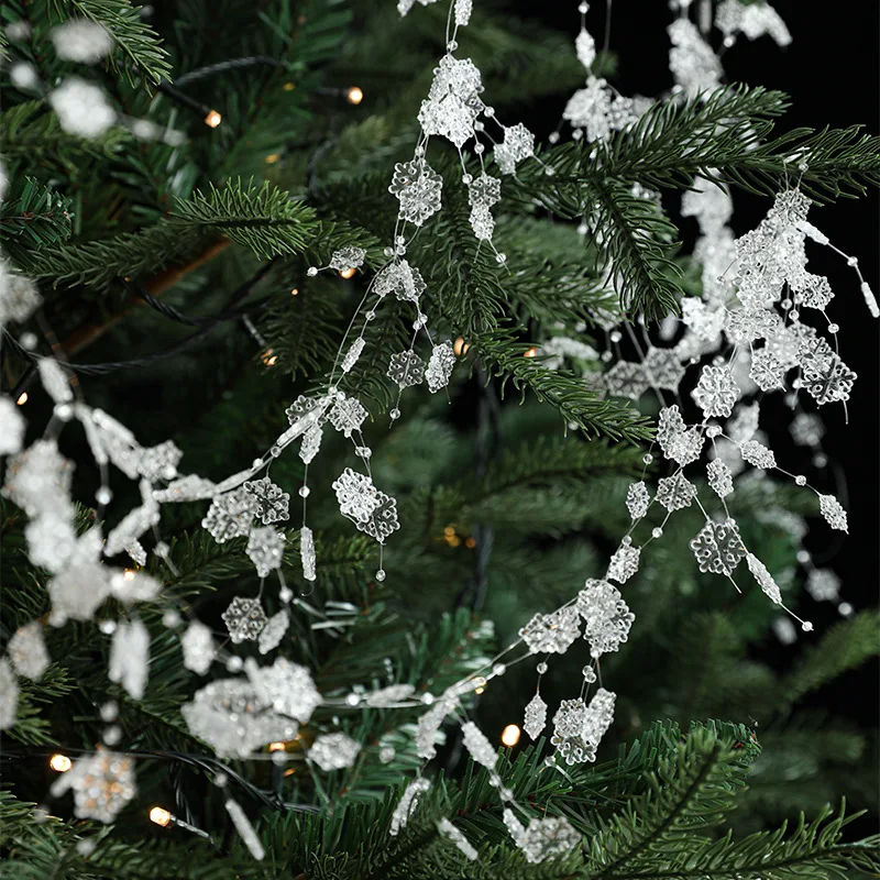 Christmas Gift Fixed Pearl Chain Ornaments Beads Christmas Ice Crystal Pendant Bead String Rattan Garland Christmas Tree Decora