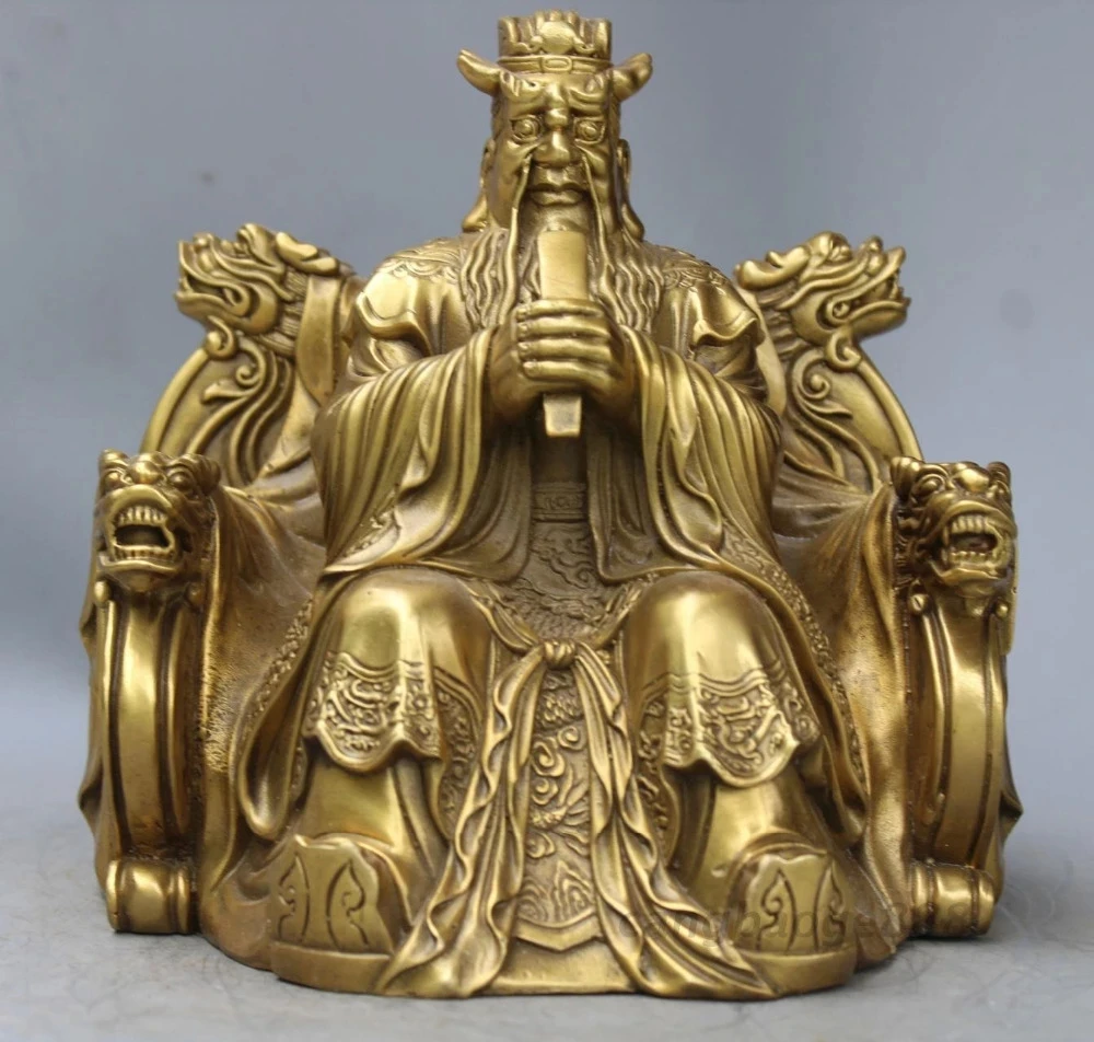 Chinese Myth brass Dragon King Lord Rain God Statue sculpture