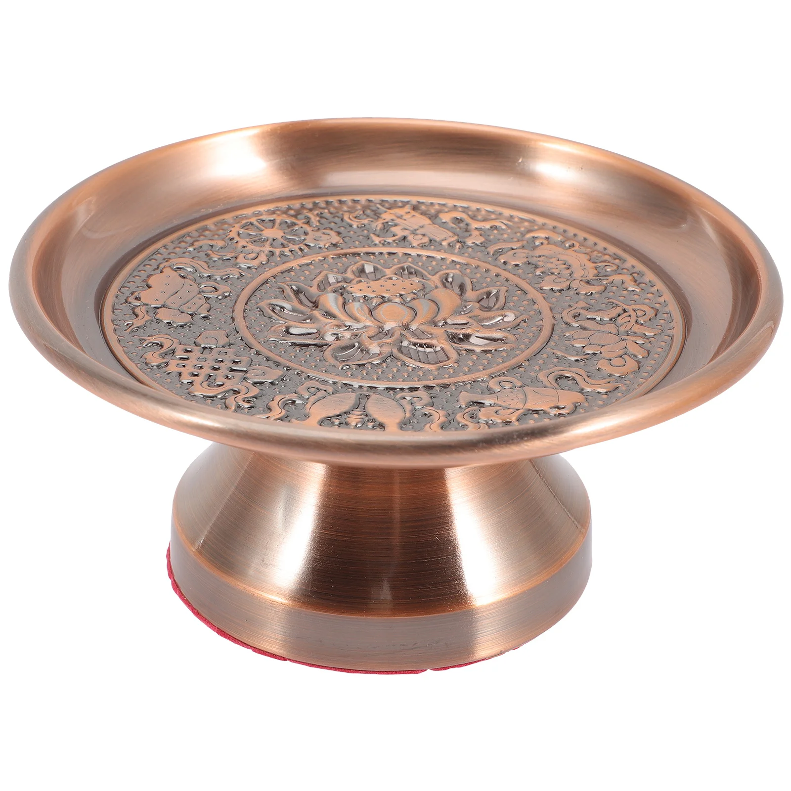 Alloy Lotus Fruit Tray Vintage Style Smooth Edge Temple Offering Plate For Buddhist Worship Sacrifice Ritual Home