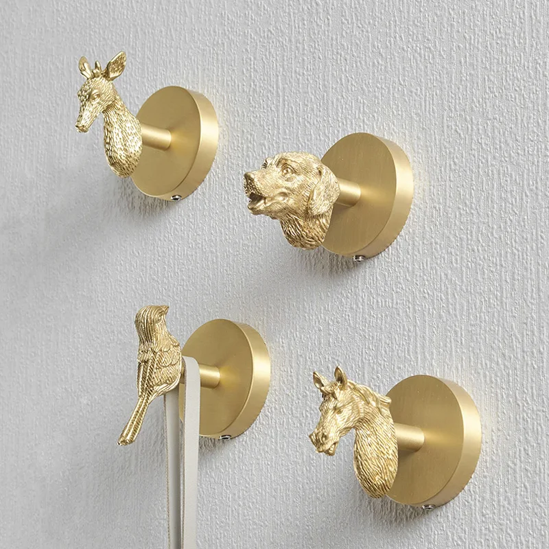 Pure Copper Animal Hooks Wall Mounted Hook for Hanging Clothes Hats Keys Scarf Brass Towel Holder Bathroom Accessories Coat Rack