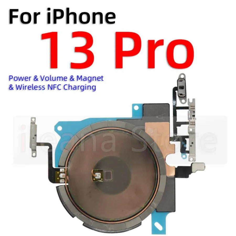 Aiinant Power Volume Button NFC Wireless Charging Lidar Flash Light Power Flex Cable For iPhone 13 Pro Max mini Phone Parts