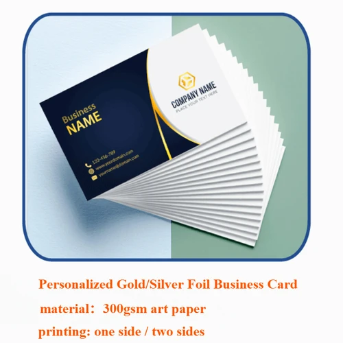 Imagen 2 del producto Tarjeta de visita personalizada gratis, tarjetas con logotipo, tarjetas de agradecimiento con impresión dorada/plateada