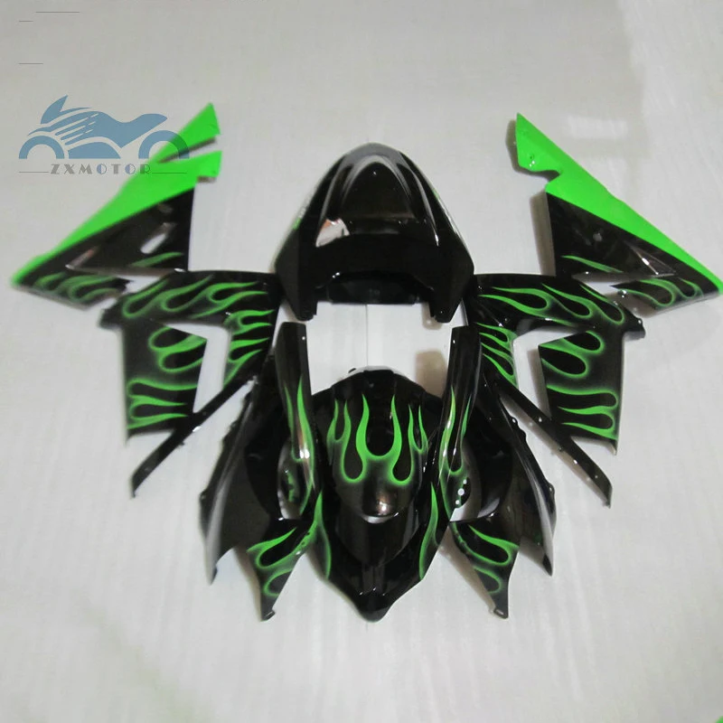 

Free Custom Motorcycle fairing kits for KAWASAKI Ninja ZX 10R 2004 2005 sports body fairings kit 04 05 ZX10R green flames parts