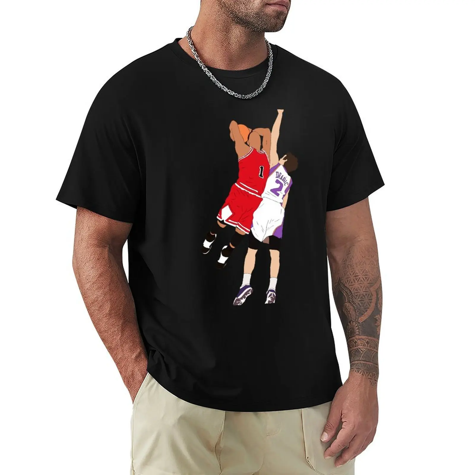

Derrick Rose Dunk On Goran Dragic T-Shirt baggy shirts T-shirts man men workout shirt