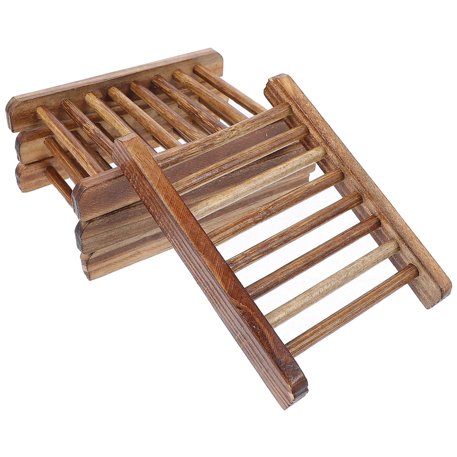 

4pcs Wood Dish Medium Natural Hollow Rack Draining Holder for Home Bathrooms Laundry Soap Wooden Kitchen Travel