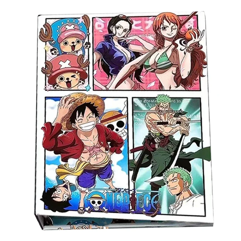 New 160 PCS Anime One Piece Luffy Zoro Cards Book Zipper PU Leather Cards Binder Display Game Collection Cards Toys Gifts