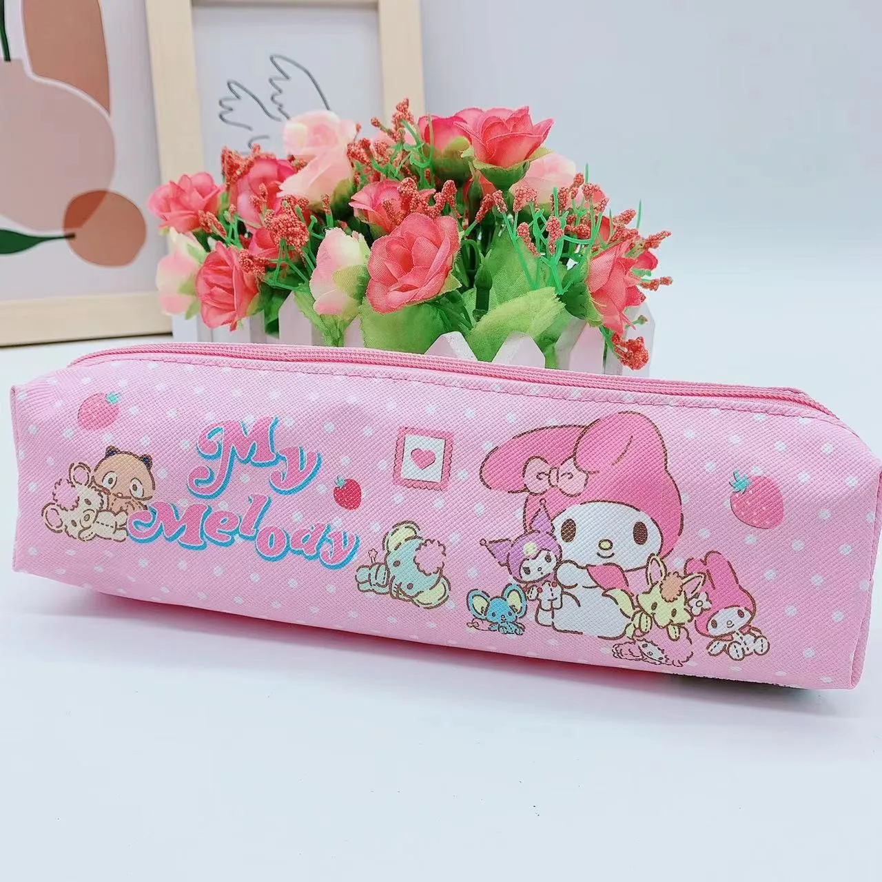 Sanrio Peripheral Family Pencil Case, Pencil Case, Student Stationery Pencil Case, Little Devil Pu Zipper Bag, Storage Bag image 2