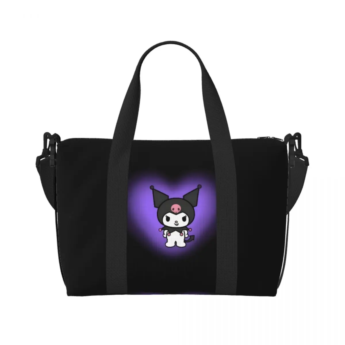 

Custom Cartoon Kuromi Skull Groceries Shopping Tote Bags Women Large Capacity Cute Rabbit Anime Gym Beach Travel Bags