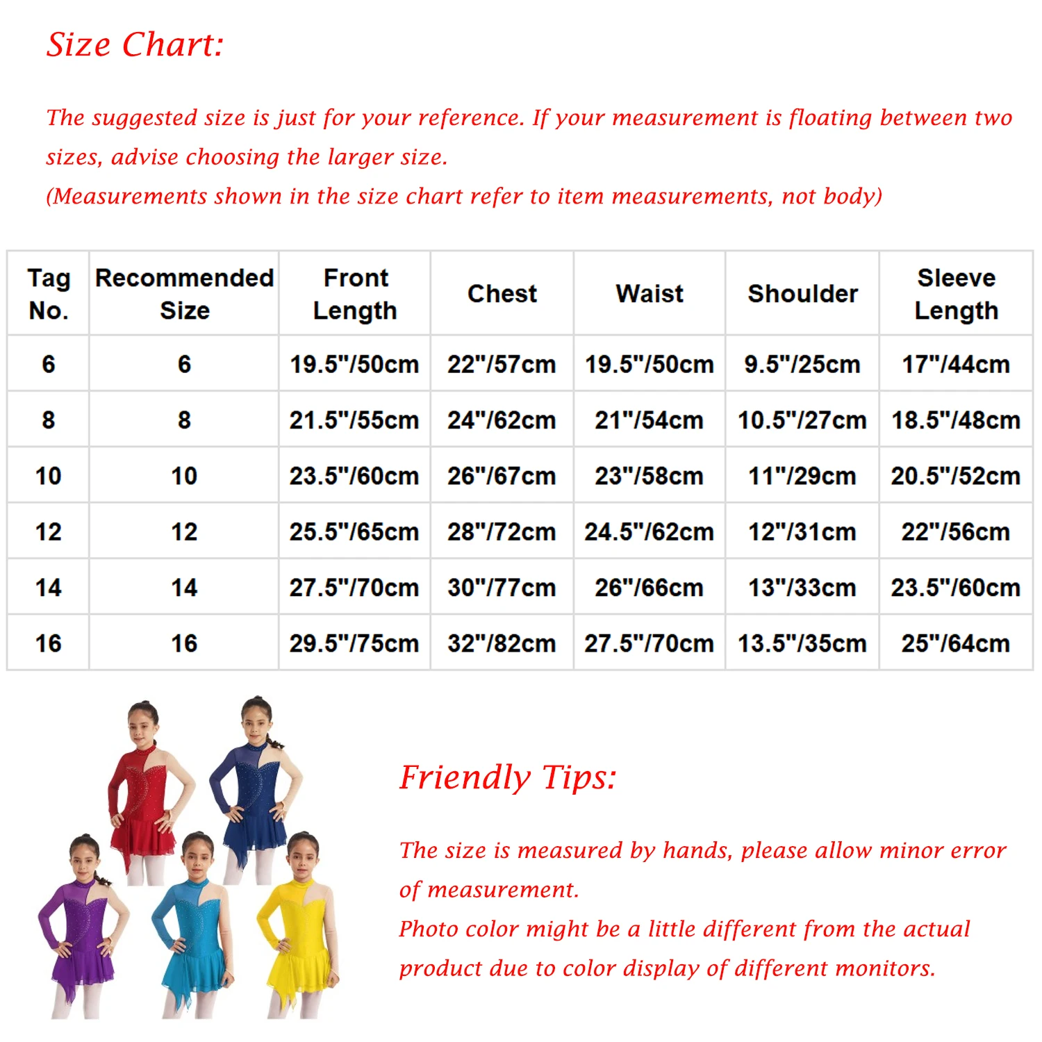 Kids Girls Gymnastics Leotard Ballet Dance Dress Long Sleeves Rhinestone Figure Ice Skating Dress Training Performance Clothes