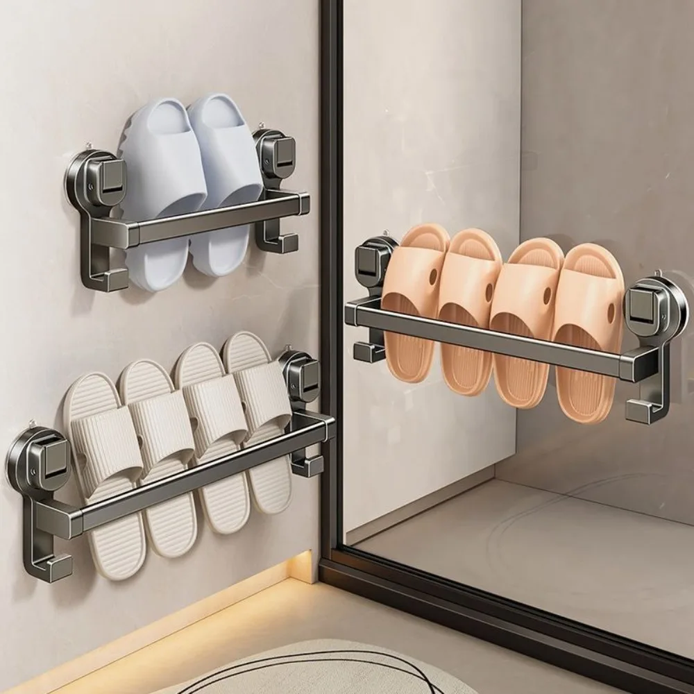 

Punching Free Suction Cup Towel Pole with Hook Wall Mounted Bathroom Towel Rack 30CM/40CM Detachable Towel Storage Hanger