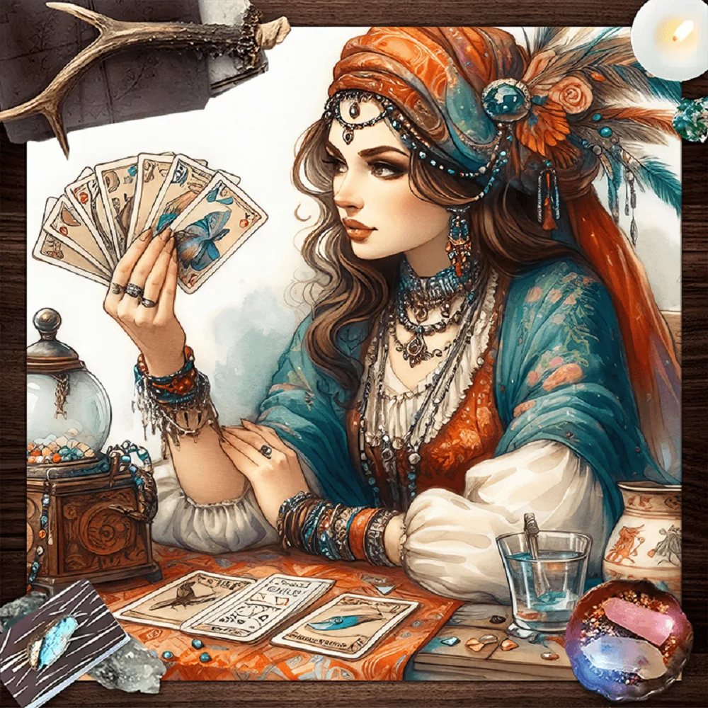 1pc a Vibrant Mystical Square Altar Cloth, Ideal for Tarot Card Readings, Serving As a Decorative Table Mat Or Wall Tapestry