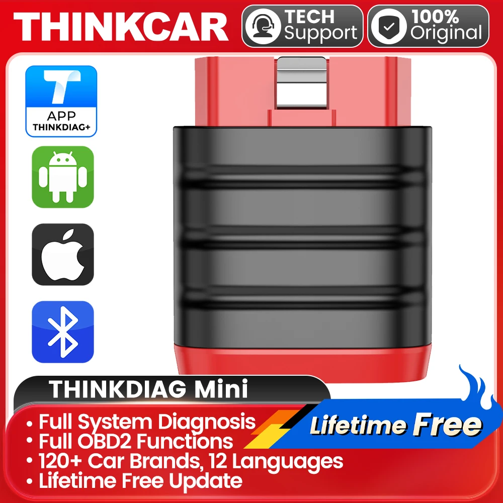 THINKCAR THINKDIAG Mini OBD2 Scanner Bluetooth, All-System Diagnosis Car Diagnostic Scan Tool Read/Clear fault code