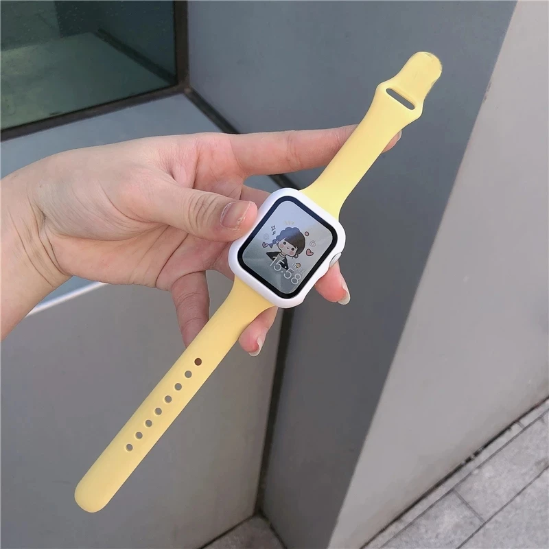 Slim Silicone strap for Apple watch band 45mm 41mm 38mm 42mm soft wrsit correa belt bracelet iWatch serie 7 3 4 5 se 6 40mm 44mm