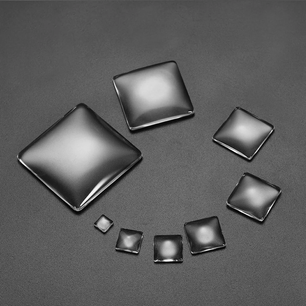 5-50pcs/lot 6 - 40mm Clear Square Cabochons Transparent Flat Back Glass Cabochon Cameo Settings For DIY Jewelry Making Supplies