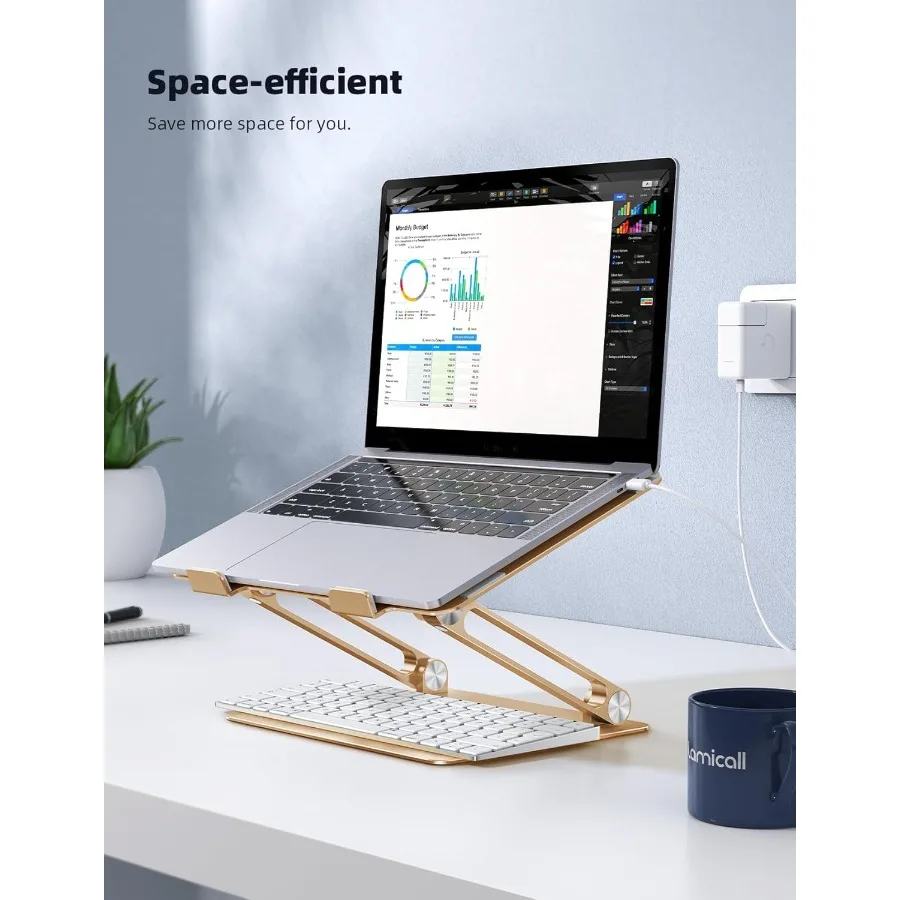 ラミカル調節可能なノートパソコンスタンド、ポータブルノートパソコンライザー、アルミ製ノートパソコンスタンド（デスク用）、折りたたみ式人間工学に基づいたコンピューターノートブックスタンド