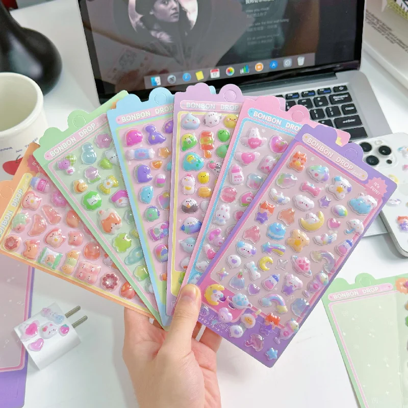 5 قطعة الحيوانات الكرتون ثلاثية الأبعاد ملصقات الإغاثة لطيف الكلب القط Diy بها بنفسك الهاتف الأمتعة الكمبيوتر أعواد تزيين هدية