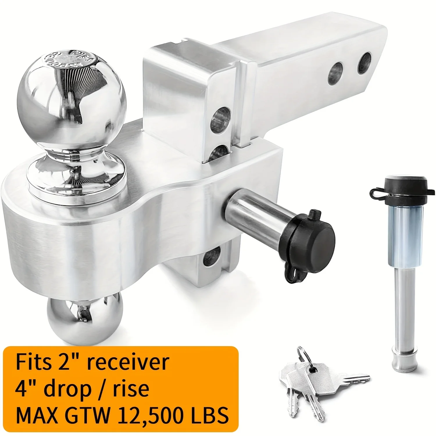 

Versatile Trailer Hitch Designed for a 2-Inch Receiver, Featuring a 4-Inch Drop Or Rise, Made of Aluminum, Capable of Towing Up