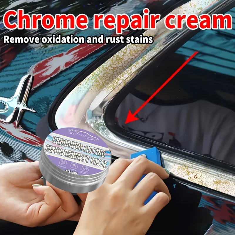 NOVA pasta de reparo de brilho cromado - pasta de reparo de arranhões para maçanetas de portas de carro, molduras de janelas e painéis de logotipo - 100g, detalhe de carro, C