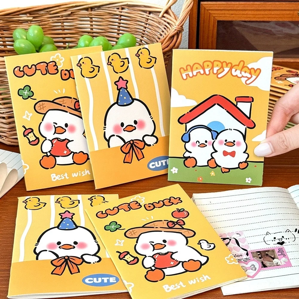 Mini Notebook Portable Cute Cartoon Little Duck 64k Pocket Journal for Students School Stationery Gift