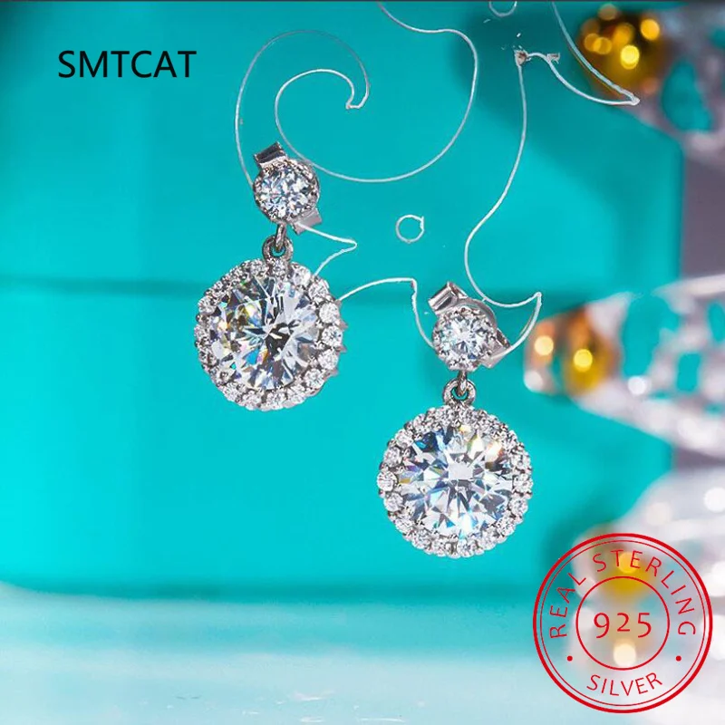 2.6cttw Real D Color 4mm 6.5mm Full Moissanite Pendant Earring For Women S925 Sterling Silver Stud Ear Fine Jewelry