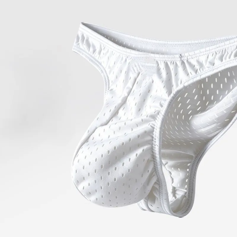 Mesh Ice Silk Men's Underwear Breathable Large Pouch Low Waist Ultra Thin Quick Dry Sport Sexy T-Back Briefs