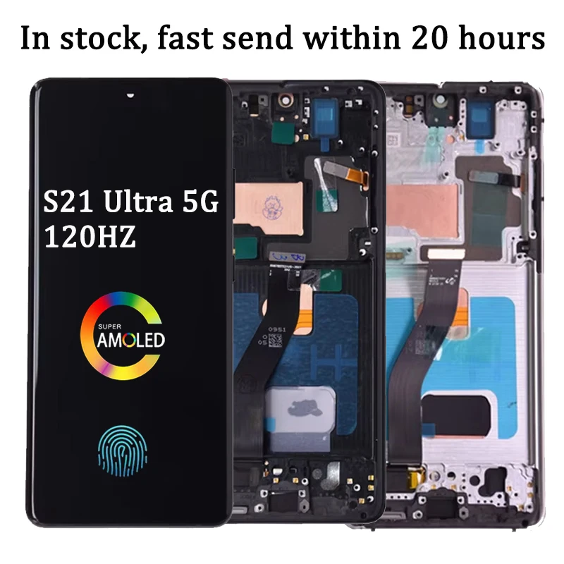 �y�Z�[�����zAMOLED S21 Ultra �X�N���[���A�Z���u�� Samsung S21 Ultra 5G G998B G998B/DS LCD �f�B�X�v���C �^�b�`�X�N���[���t���[�� �w��F�ؕt��