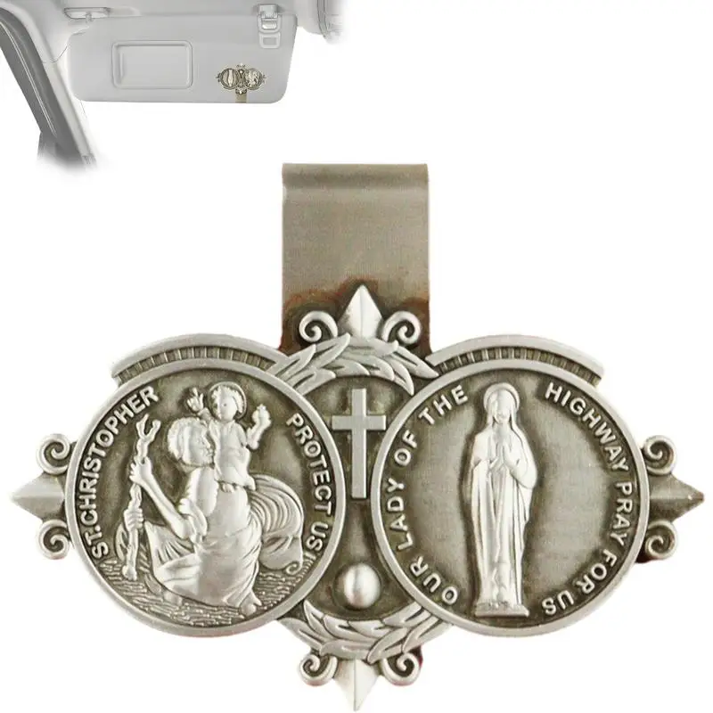 Saint Christopher Mdal für Auto, Auto-Sonnenblenden-Clip, Weihnachtsstrumpffüller für neue und alte Fahrer, Teenager, Mädchen, Dekorationszubehör