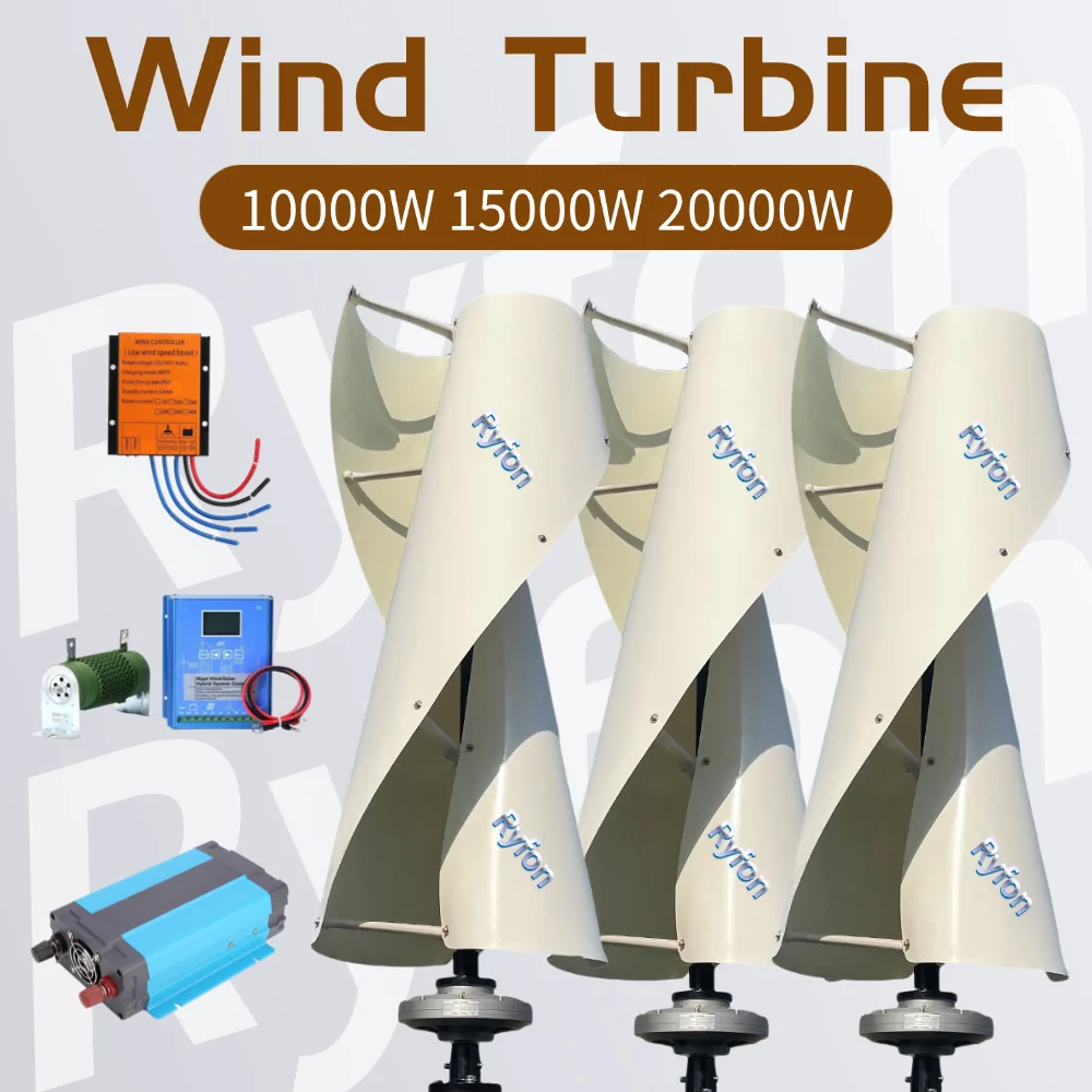 

20000W Vertical Wind Power Turbine 12V 24V 48V Home Roof Wind Energy Generator 15000W 2 Blades Windmill With MPPT Controller
