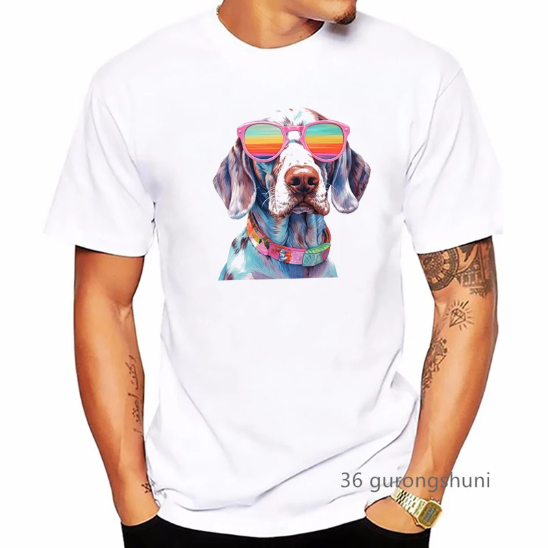 Rainbow Bernese Mountain/Dachshund Animal Print Pink T Shirt Men'S Clothing Harajuku Kawaii Dog Lover Tshirt Homme Summer Tops